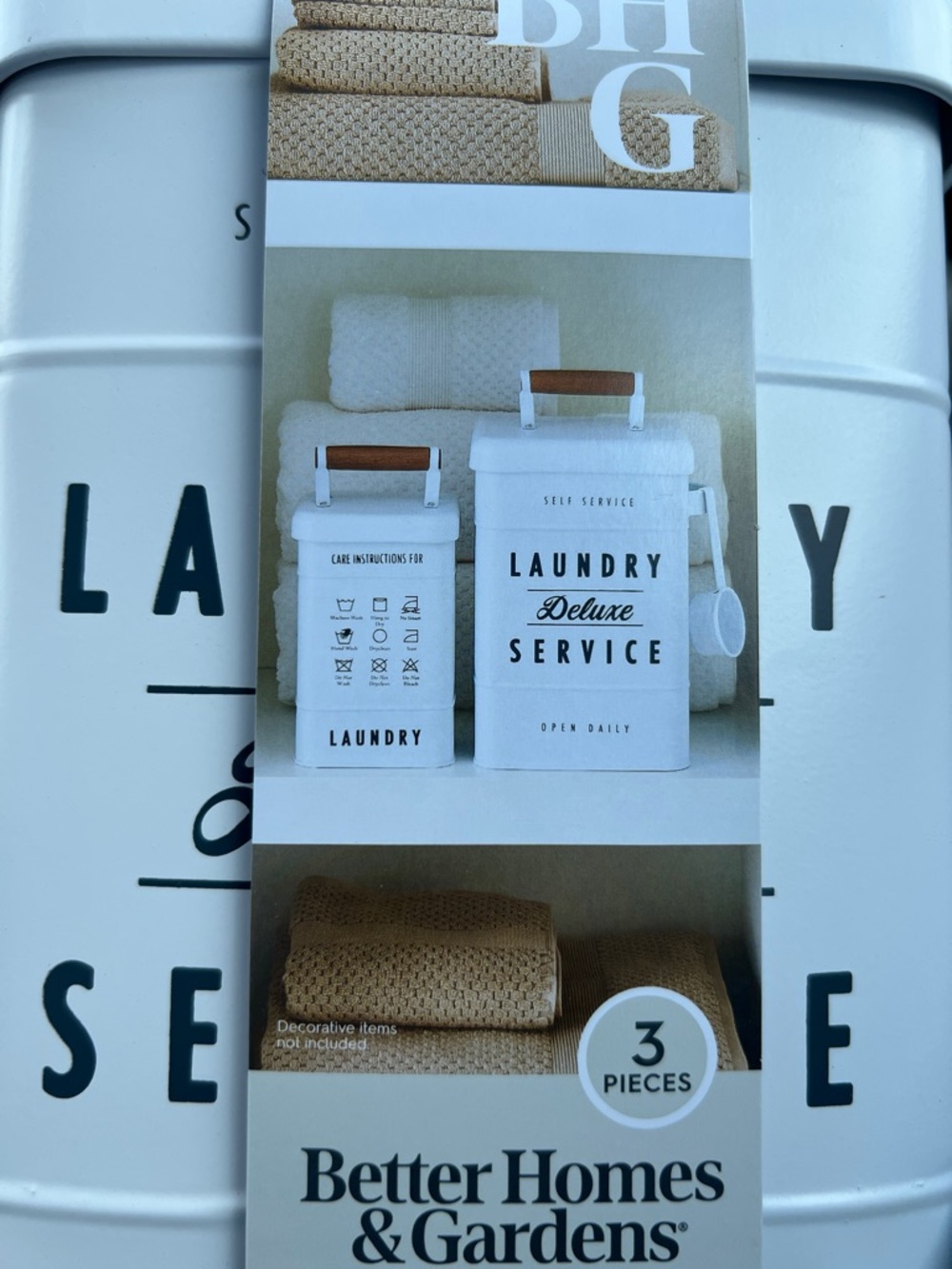 Laundry Deluxe Service Storage Canister Set - White with Wood Handles - Picture 3 of 6